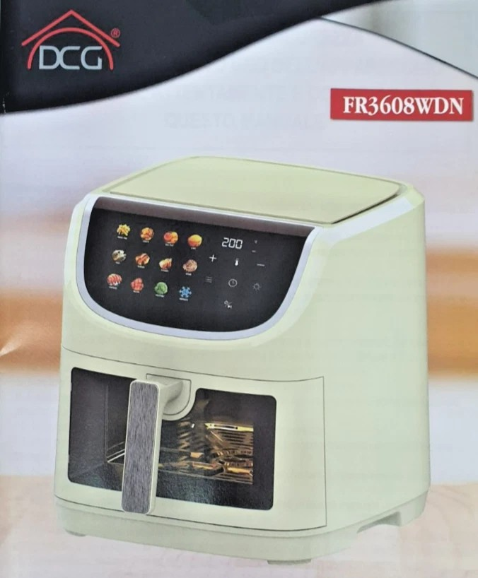 Friggitrice ad Aria Calda - 8 Litri XXL Bianca Digitale 200°C Timer Luce interna