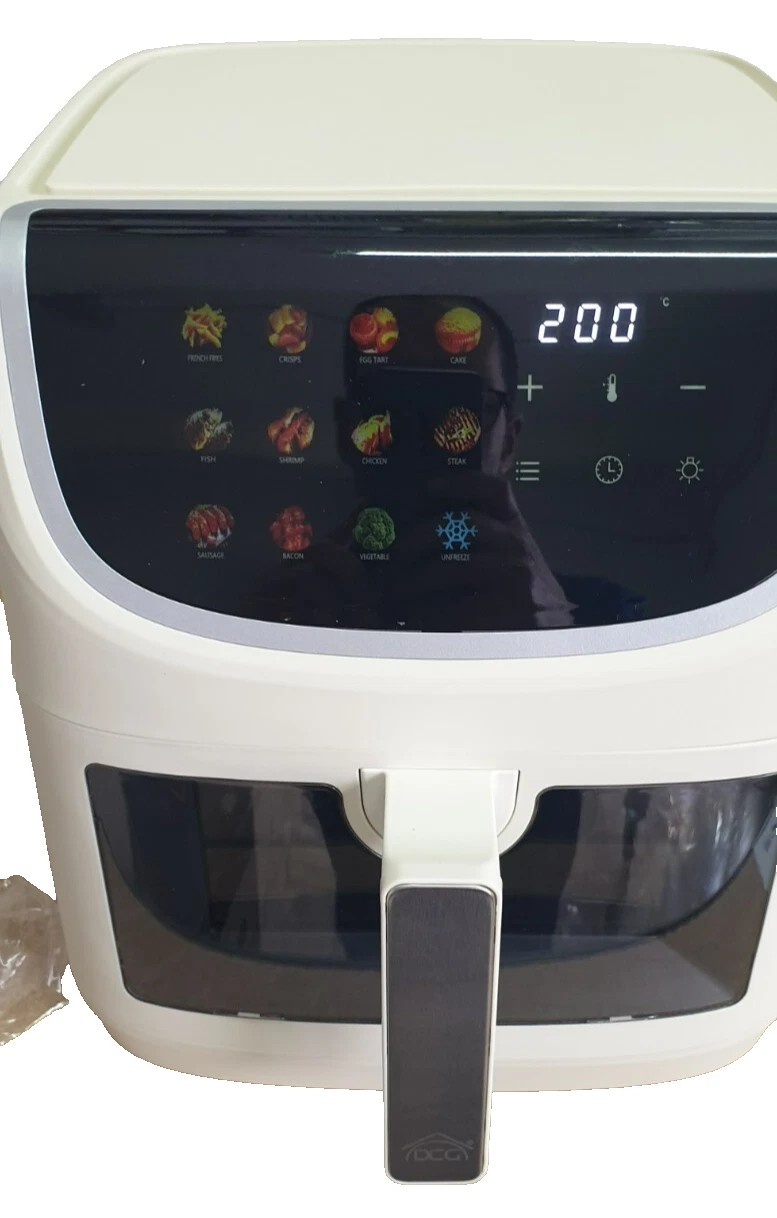 Friggitrice ad Aria Calda - 8 Litri XXL Bianca Digitale 200°C Timer Luce interna