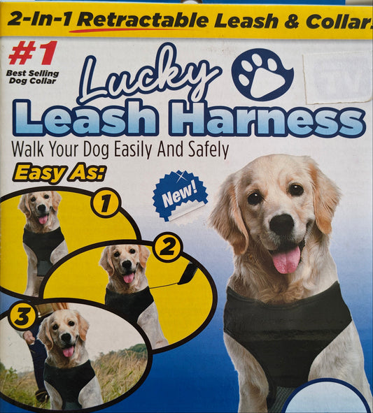 Pettorina 2-in-1: Pettorina per Cani con Guinzaglio Retrattile Integrato (Taglia Media, 9-20 kg)