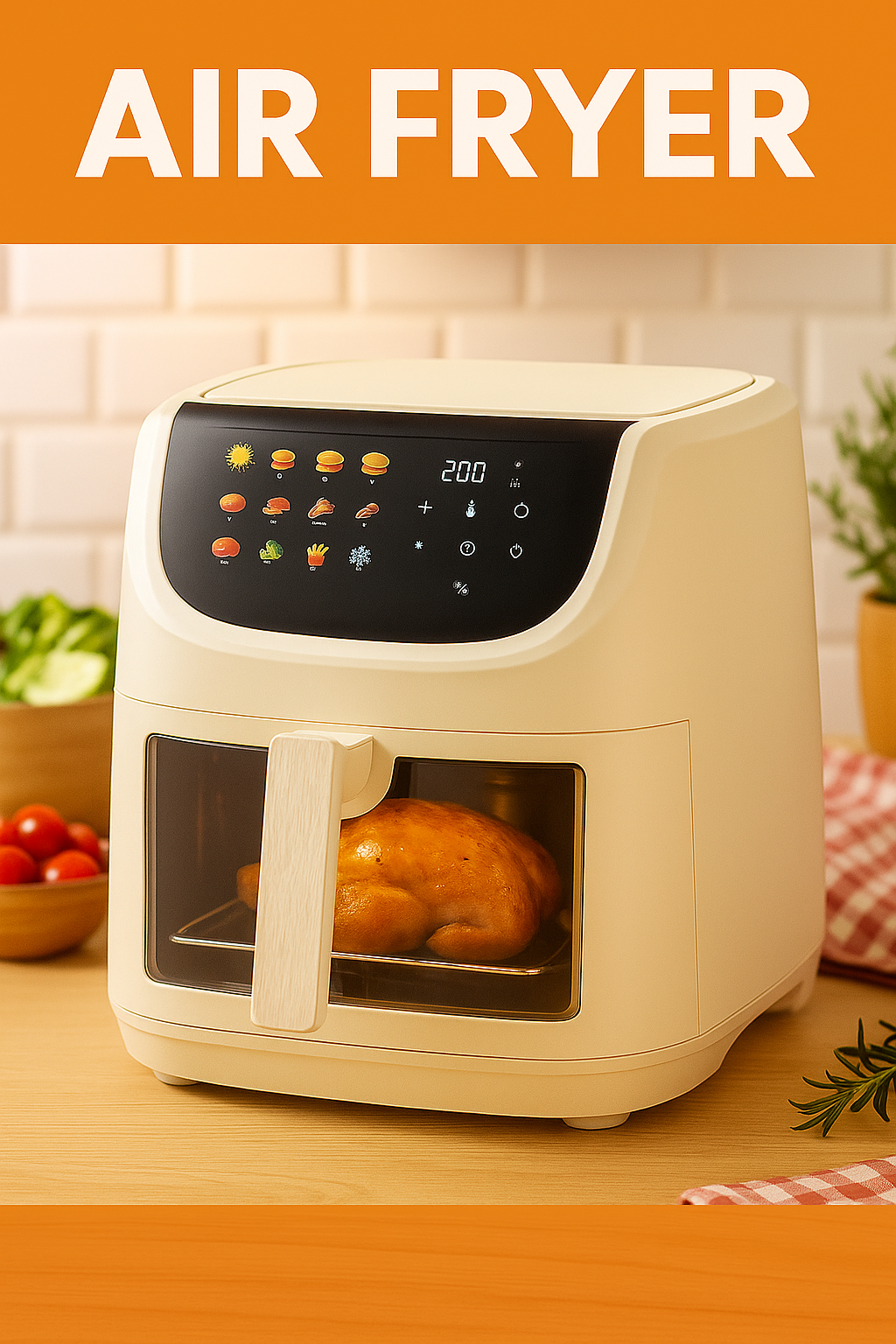 Friggitrice Aria Calda - Cestello 8 Litri VERI - XXL Digitale 200°C Timer Luce