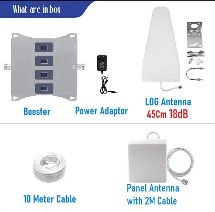 Ripetitore Amplificatore Segnale Cellulare 4 Bande GSM 3G 4G LTE 5G KIT PLATINO