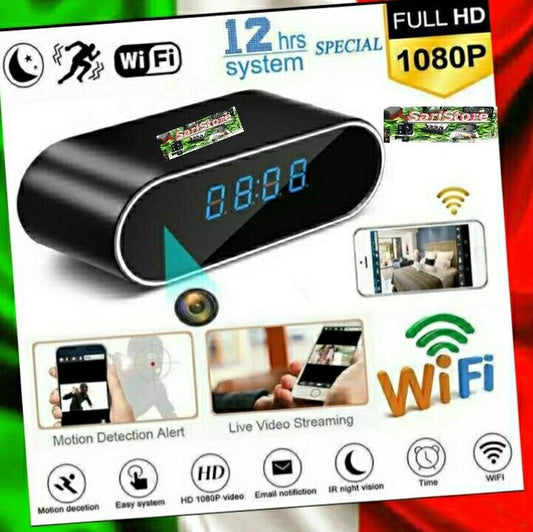 2 in 1 OROLOGIO MICRO CAMERA SORVEGLIANZA AUDIO VIDEO WIFI APP VISIONE DA REMOTO