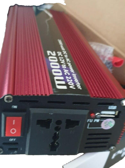 INVERTER 2000W WATT 12V 220V TRASFORMATORE AUTO CAMPEGGI BARCA PC PRESA USB