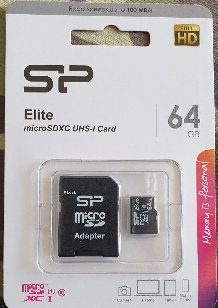 Scheda di memoria flash micro SD XC UHS-1 da 64 GB Silicon Power Elite FULL HD