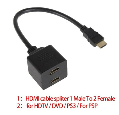 ADATTATORE CONVERTITORE SPLITTER DOPPIO HDMI MASCHIO A 2 FEMMINA SDOPPIATORE