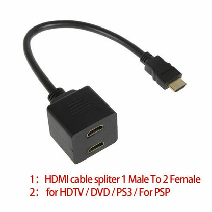 ADATTATORE CONVERTITORE SPLITTER DOPPIO HDMI MASCHIO A 2 FEMMINA SDOPPIATORE