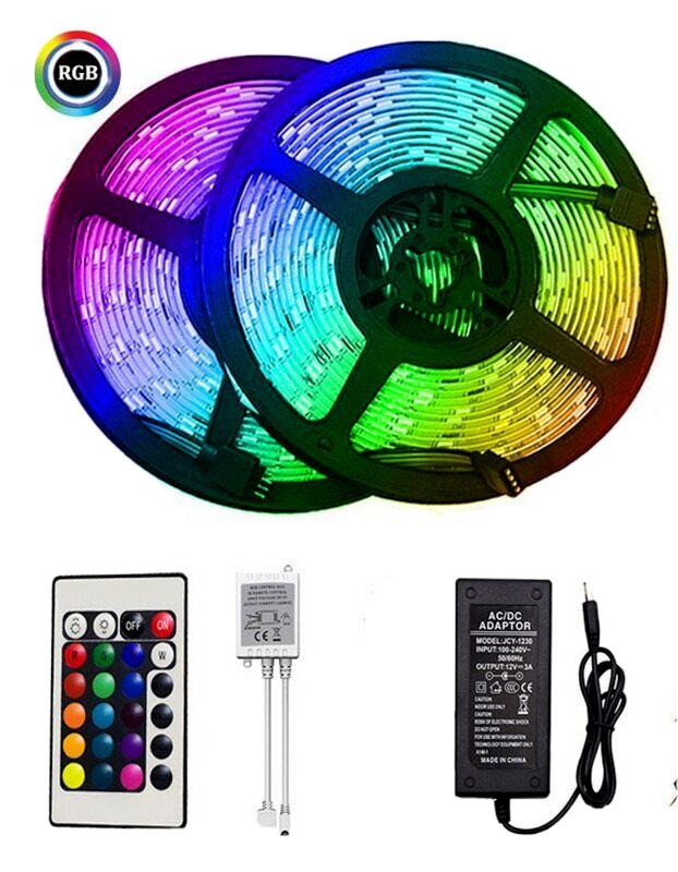 STRISCIA autoadesiva IP65 LED 5050 RGB 5 METRI ALIMENTATORE TELECOMANDO A+++