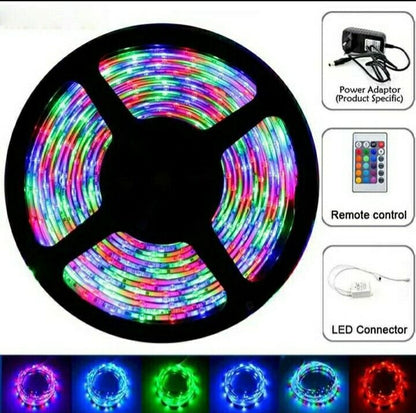 STRISCIA autoadesiva IP65 LED 5050 RGB 5 METRI ALIMENTATORE TELECOMANDO A+++