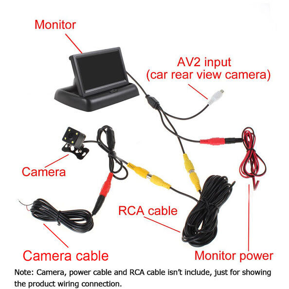 KIT MONITOR 4.3 POLLICI  + TELECAMERA AUTO CAMPER FURGONE Parcheggio ASSISTITO