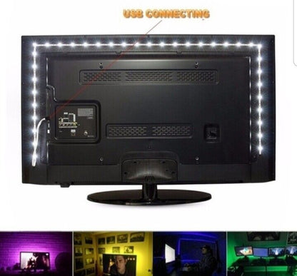 STRISCIA LED TV AUTO MONITOR PC CAMPER  USB 5 MT TELECOMANDO RGB