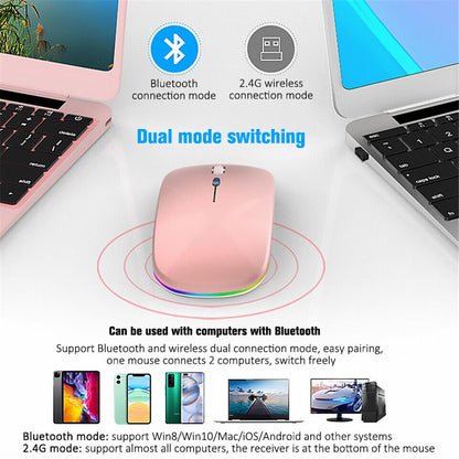 Mouse Cordless 2 IN 1 BLUETOOTH O WIRELESS Per PC , Mac , CELLULARE RICARICABILE