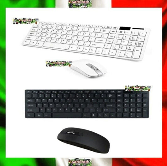 TASTIERA E MOUSE  WIFI WIRELESS PER PC 2.4 GHz KEYBOARD USB SENZA FILI K-06