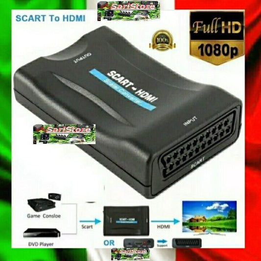 CONVERTITORE ADATTATORE DA  INPUT SCART - OUTPUT HDMI  Audio Video 1080P HDTV