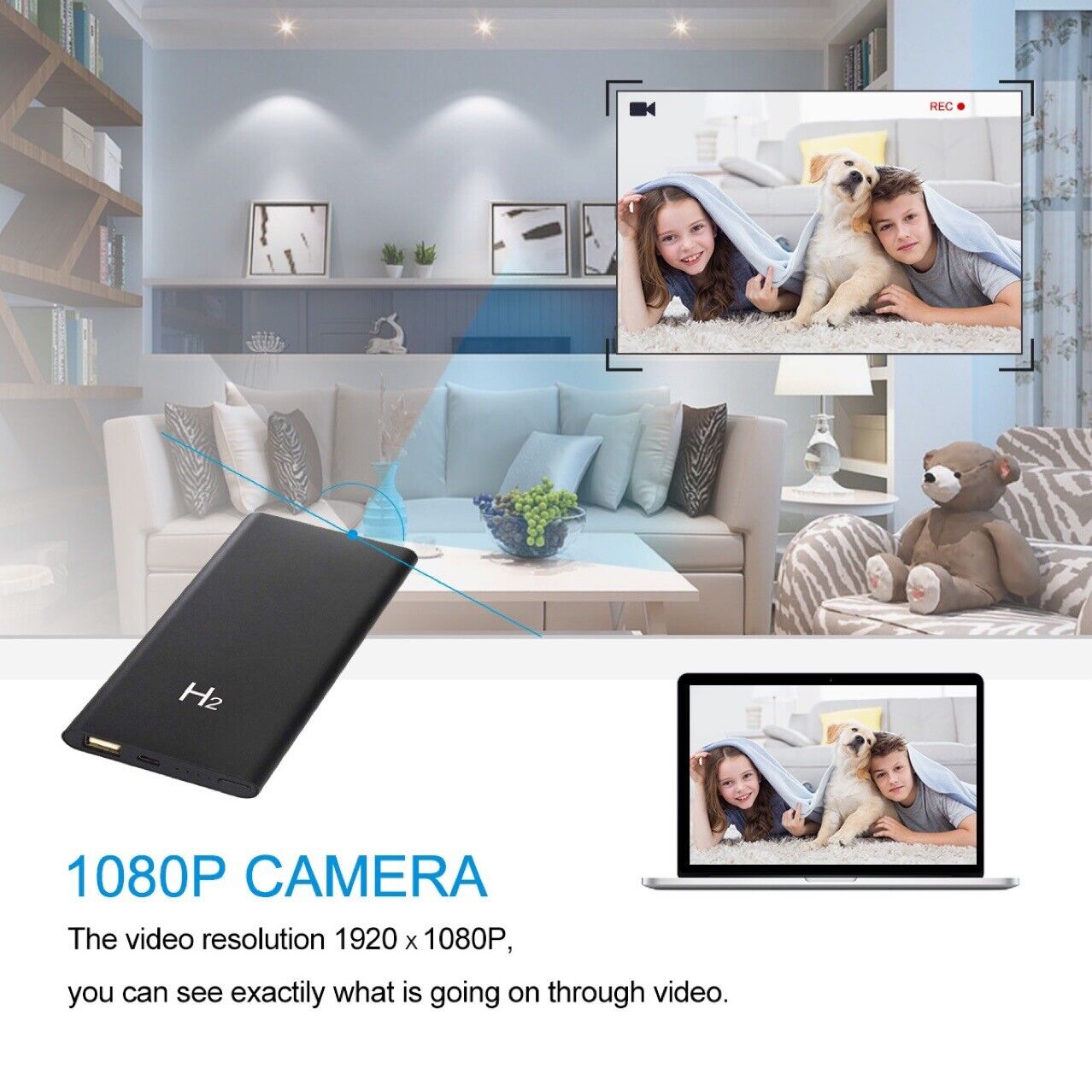 MICRO TELECAMERA HD AUDIO E VIDEO 1080P BATTERIA POWER BANK 5000MHA