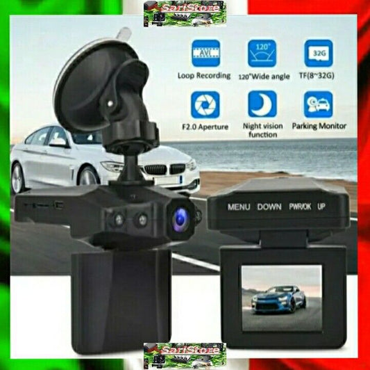 DASH CAM AUTO  TELECAMERA CRUSCOTTO AUDIO VIDEO MONITOR 2,4''  USB CAVO BATTERIA