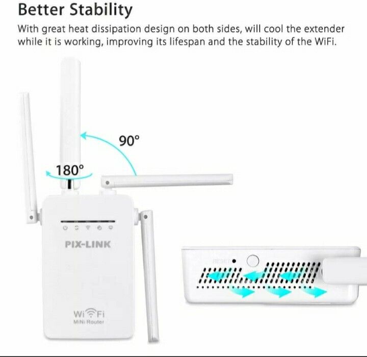 WiFi Range Extender 2.4GHz Ripetitore Del Segnale Wireless 2 Rj45