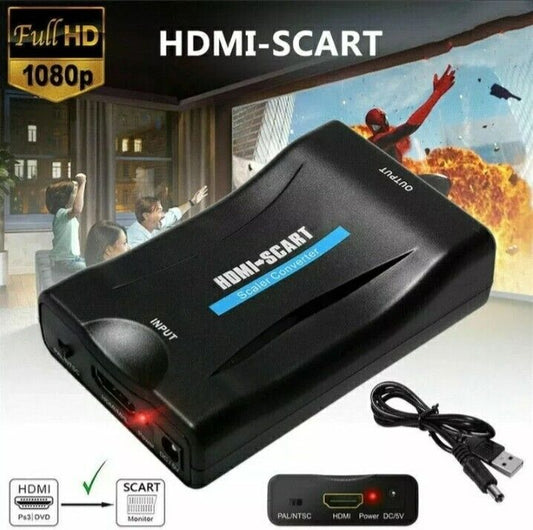 CONVERTITORE ADATTATORE DA  INPUT HDMI  - OUTPUT SCART  Audio Video 1080P HDTV