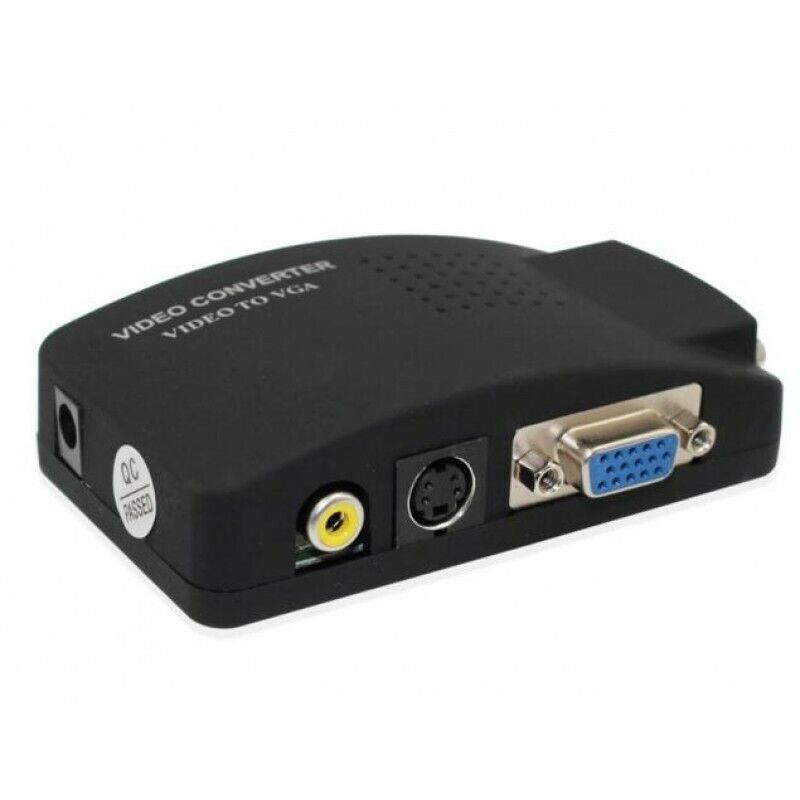 Converter HDTV CCTV DVD AV Composite RCA S-Video To VGA Monitor Video Adapter PC