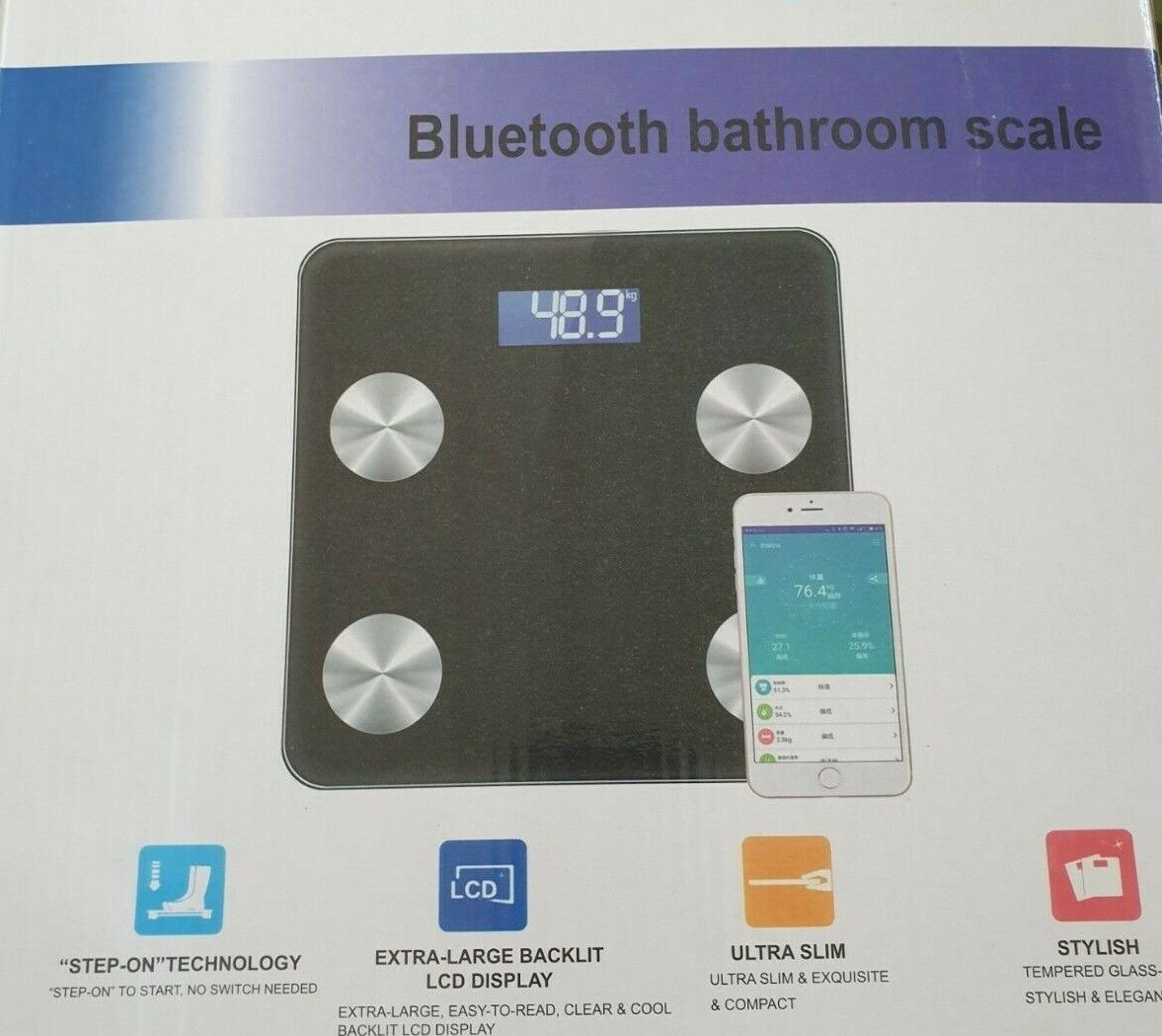 Bilancia 180Kg Bluetooth Smart digitale pesa persone  grasso corporeo NERA