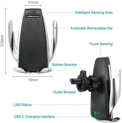 Caricabatteria auto Wireless Qi 10wFast Charging Smart Sensor supporto