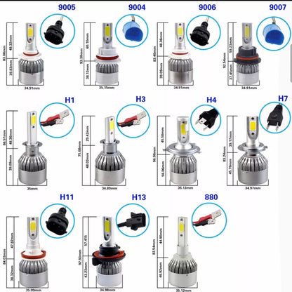 COPPIA LAMPADA H1 AUTO MOTO  COB C6 LED 7600LM 72W 6000K BIANCO FREDDO 12V 24V