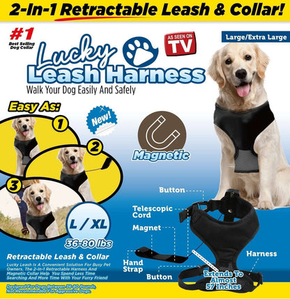 COLLARE FASCIANTE CANE GATTO  Lucky Leash Harness Magnetic 2-In-1  size  L   XL