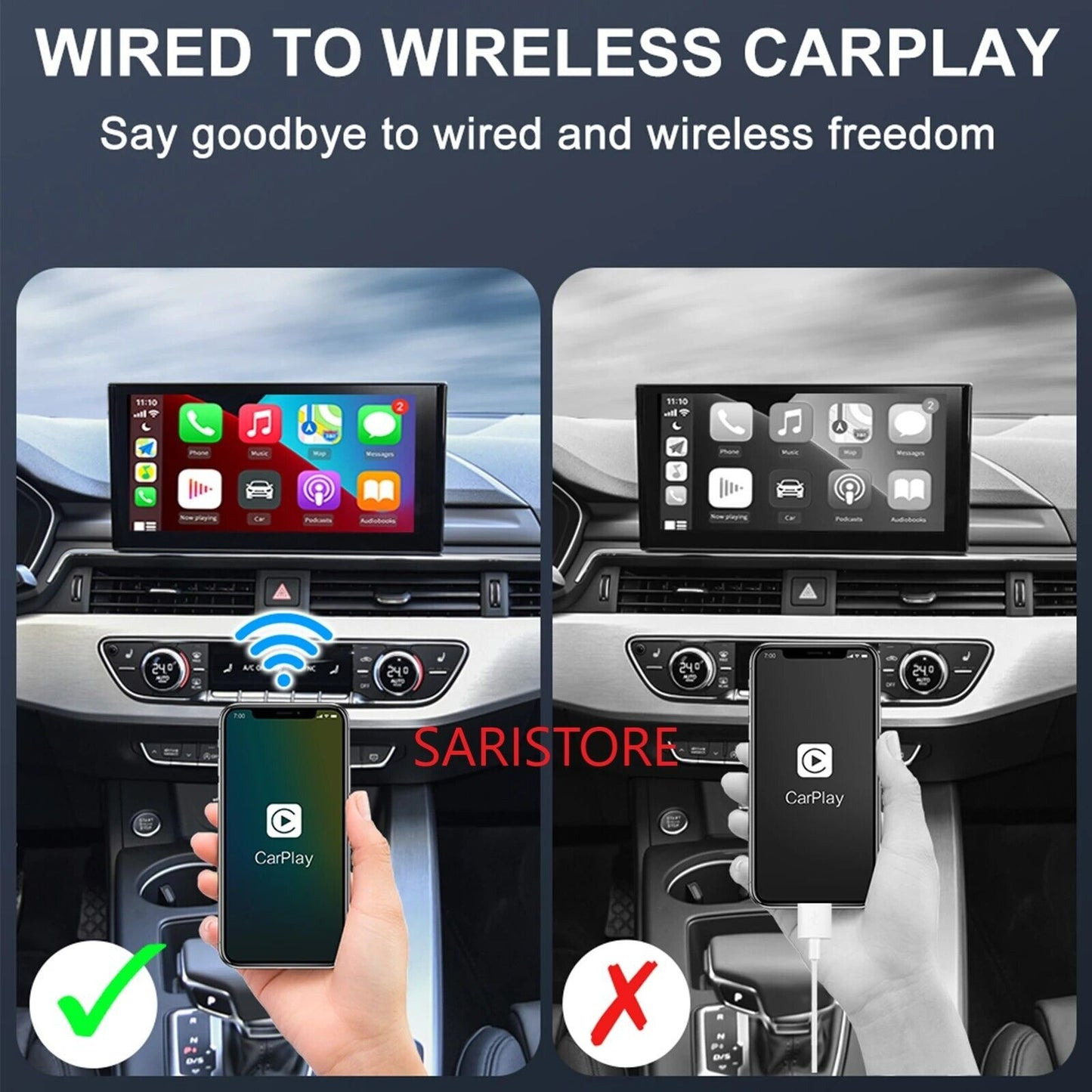 Carlinkit 4.0 Wireless Apple CarPlay e Android Auto 2 in 1 Adattatore, per auto