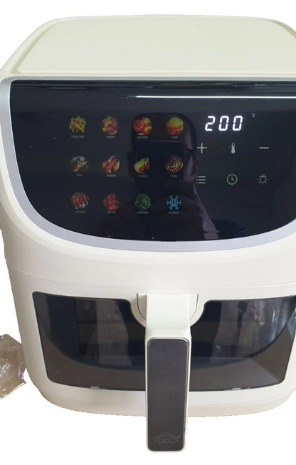 Friggitrice ad Aria Calda - 8 Litri XXL Bianca Digitale 200°C Timer Luce interna