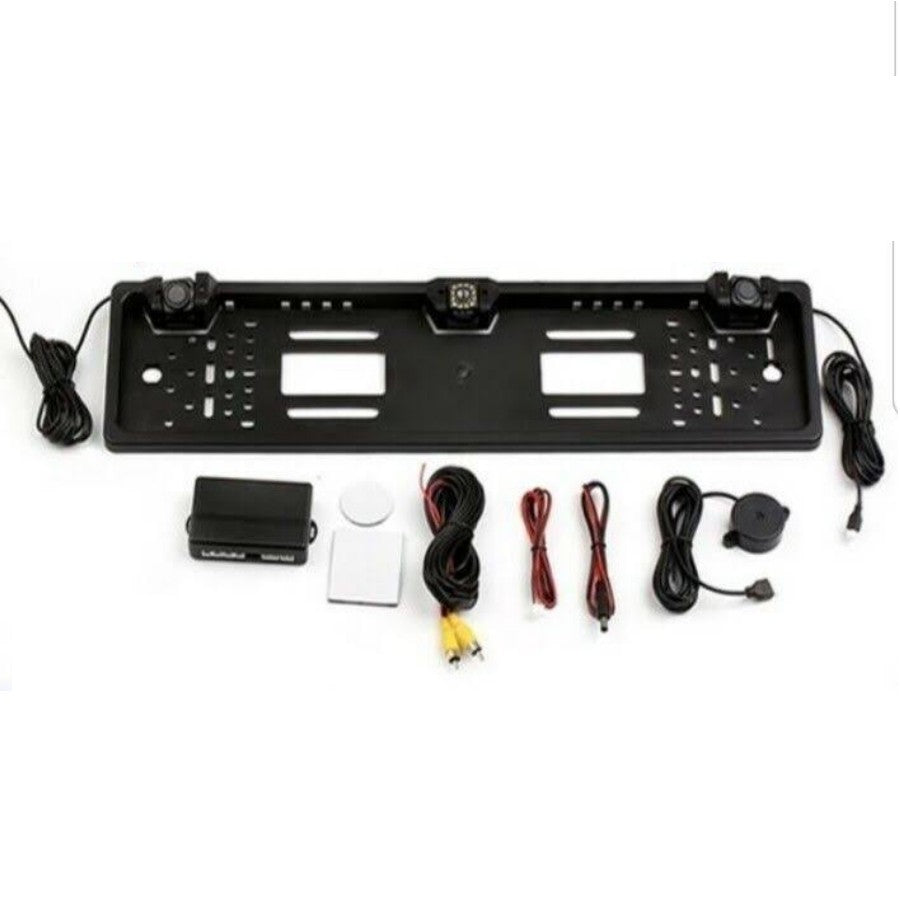 Portatarga 2 in 1 Telecamera 4 LED , 2 Sensori Parcheggio Auto Retromarcia